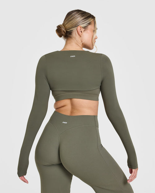 SoftMotion™ Long Sleeve Shrug with White Logo | Alpine Green