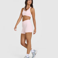 SoftMotion™ Shorts 6" with White Logo | Ballet Pink