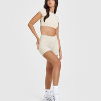 SoftMotion™ Shorts 6" with White Logo | Sand
