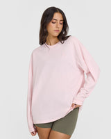 Classic Oversized Lightweight Long Sleeve Top | Ballet Pink