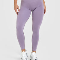 EffortlessLift™ Seamless Leggings with White Logo | Soft Purple