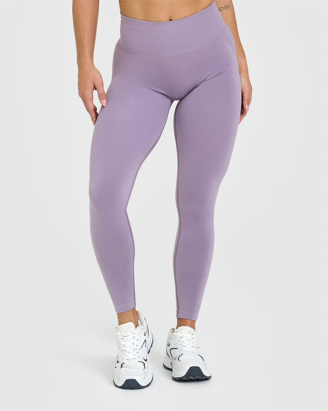 EffortlessLift™ Seamless Leggings with White Logo | Soft Purple