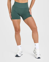 Effortless Seamless Shorts with White Logo | Iced Green