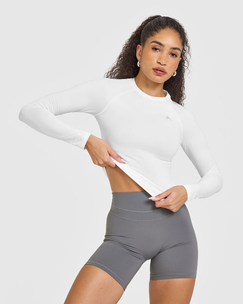 Oner Modal Go To Seamless Fitted Long Sleeve Top | White