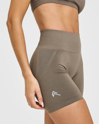 EffortlessLift™ Seamless Shorts with White Logo | Moss Brown