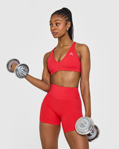 UnifiedMove™ High Waisted Shorts 6" | Muscle Mommy Red