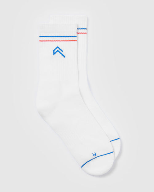Oner Modal Icon Crew Socks 1 Pack | White/Sweet Red/Oasis Blue