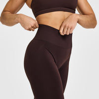 EffortlessLift™ Seamless Leggings with White Logo | Plum Brown