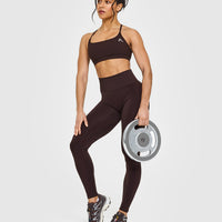 EffortlessLift™ Seamless Leggings with White Logo | Plum Brown