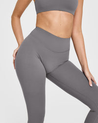 SoftMotion™ Leggings with White Logo | Ash Grey