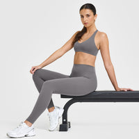 SoftMotion™ Leggings with White Logo | Ash Grey