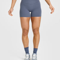 SoftMotion™ Shorts 6" with White Logo | Granite Blue