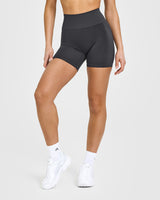 Effortless Seamless Shorts with White Logo | Coal
