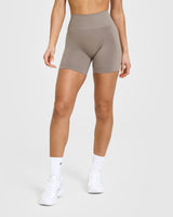 Effortless Seamless Shorts with White Logo | Minky