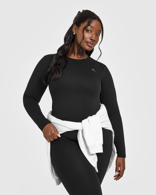 Oner Modal Cotton Icon Long Sleeve Top | Black