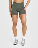SoftMotion™ Shorts 6" with White Logo | Dark Khaki