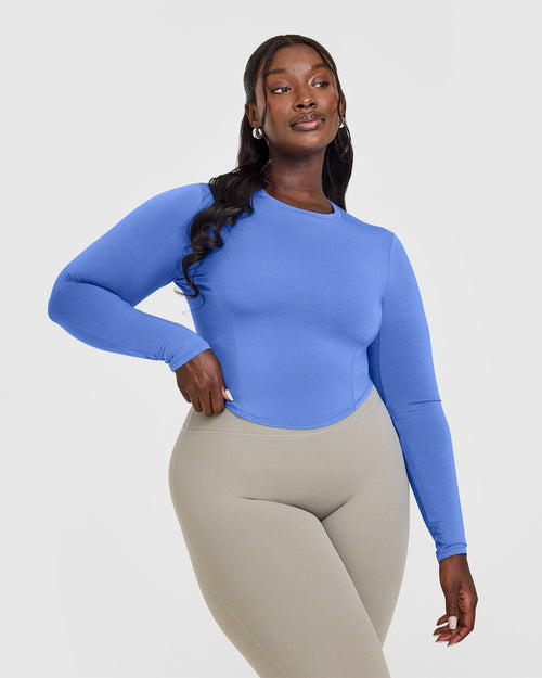 Oner Modal Mellow™ Soft Mid Long Sleeve Top | Glaucous Blue
