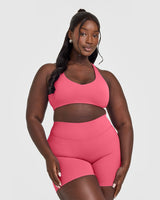 SoftMotion™ Bralette with White Logo | Dark Velvet Pink