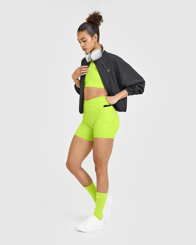 UnifiedMove™ High Waisted Pocket Shorts 6" | Charged Lime Green