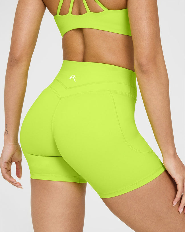 UnifiedMove™ High Waisted Pocket Shorts 6" | Charged Lime Green