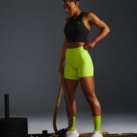 UnifiedMove™ High Waisted Pocket Shorts 6" | Charged Lime Green