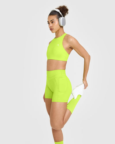 UnifiedMove™ High Waisted Pocket Shorts 6" | Charged Lime Green