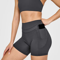 UnifiedMove High Waisted Pocket Shorts 6" | Coal