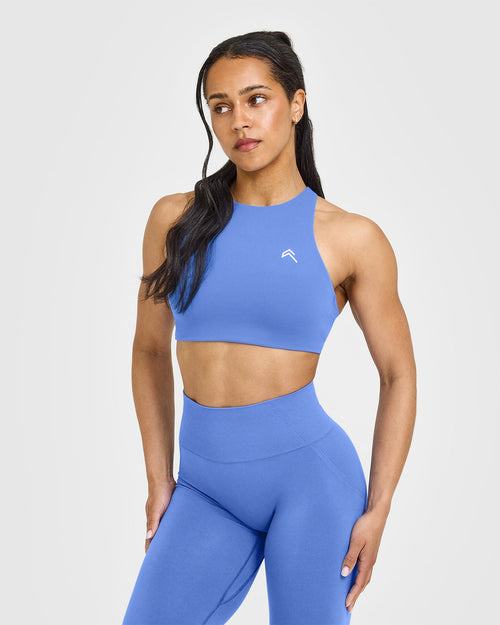 Oner Modal EasyLift™ High Neck Sports Bra | Glaucous Blue