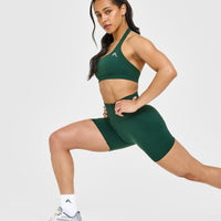 EffortlessLift™ Seamless Shorts with White Logo | Racing Green