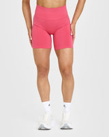 Effortless Seamless Shorts with White Logo | Velvet Pink