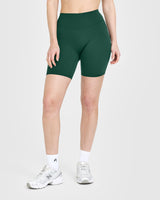 SoftMotion™ Cycling Shorts 8" with White Logo | Dark Racing Green