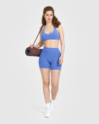 SoftMotion™ Shorts 6" with White Logo | Glaucous Blue