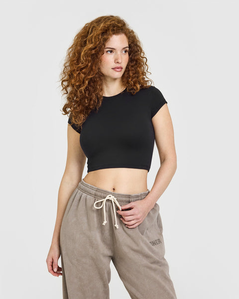 Sheryl Recycled Cotton Baby Tee in True Black