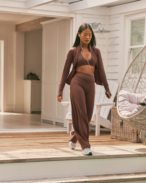 SoftMotion™ Straight Leg Bottoms with White Logo | Espresso Brown