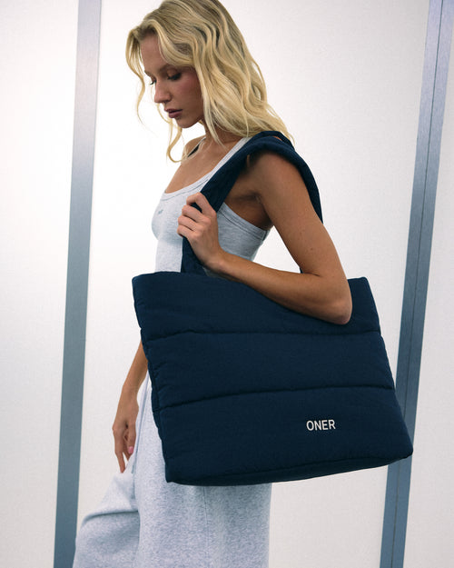 Quilted Tote Bag | Storm Blue
