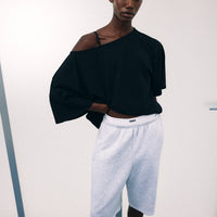 Slouchy One Shoulder T-Shirt | Black