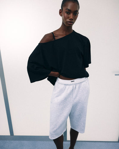 Slouchy One Shoulder T-Shirt | Black