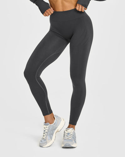 EnhanceLift™ Seamless Leggings with White Logo | Coal