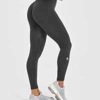 EnhanceLift™ Seamless Leggings with White Logo | Coal