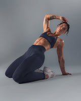 EnhanceLift™ Seamless Leggings with White Logo | True Blue