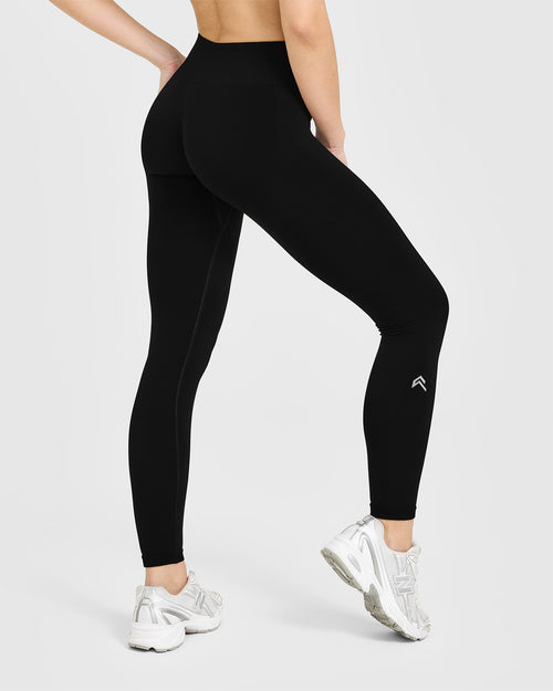 Oner Modal EnhanceLift™ Seamless Leggings with White Logo | Black