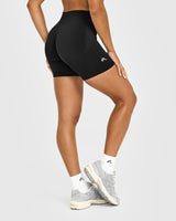 EnhanceLift™ Seamless Shorts with White Logo | Black
