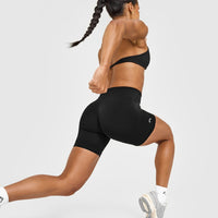 EnhanceLift™ Seamless Shorts with White Logo | Black