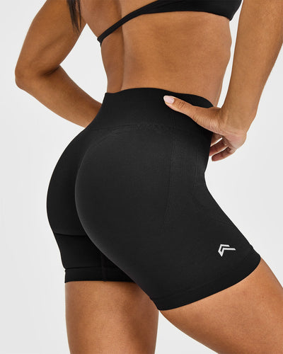 EnhanceLift™ Seamless Shorts with White Logo | Black