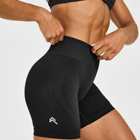 EnhanceLift™ Seamless Shorts with White Logo | Black