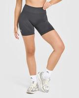 EnhanceLift™ Seamless Shorts with White Logo | Coal