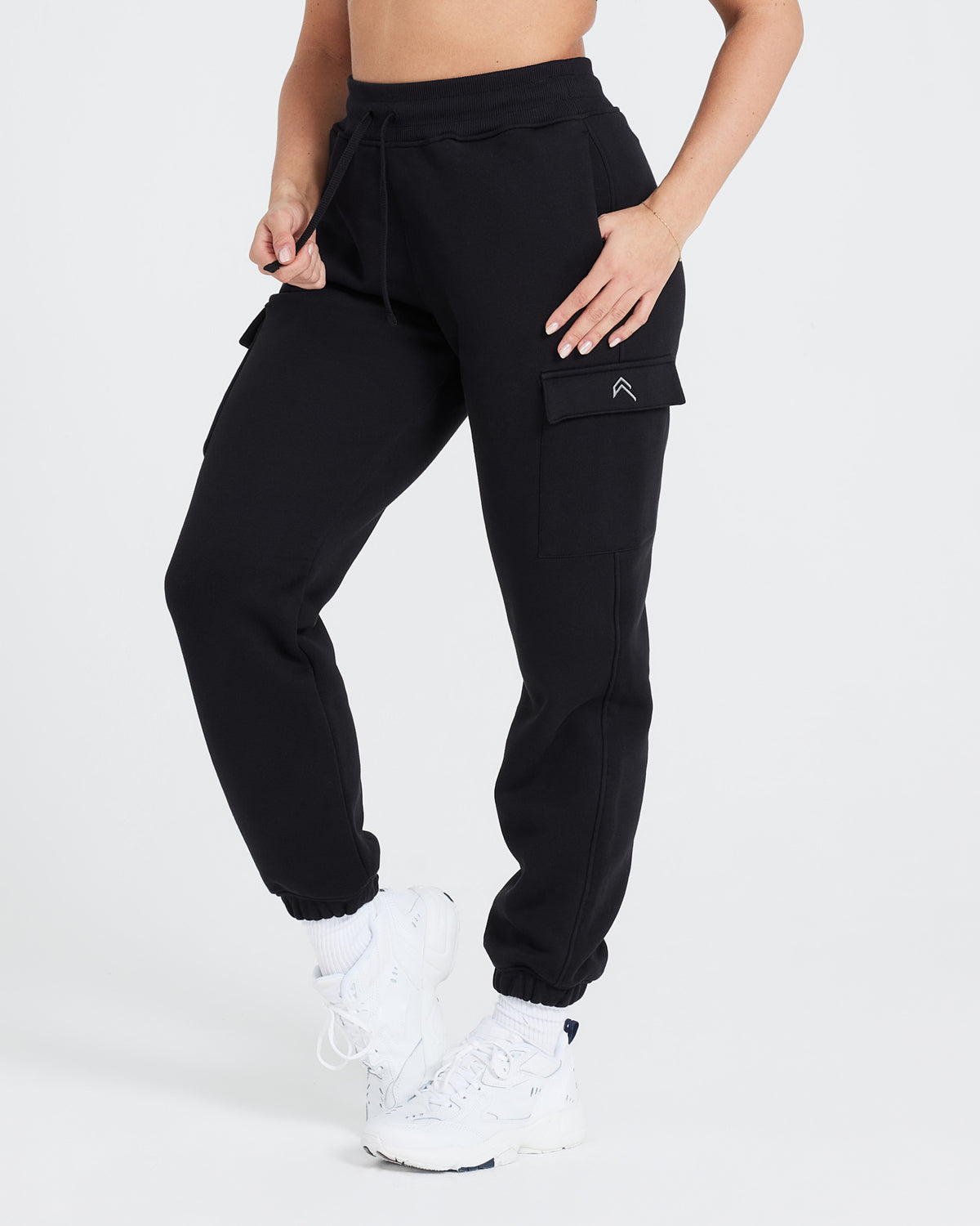 Ladies Black Joggers - Front Zip Pockets