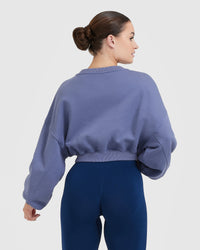 All Day Lightweight Oversized V-Neck Sweatshirt | Slate Blue