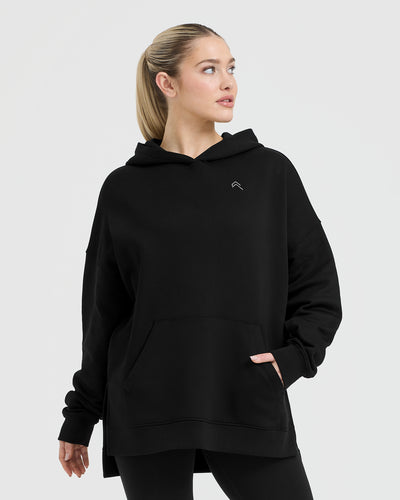 Long black hoodie womens hotsell