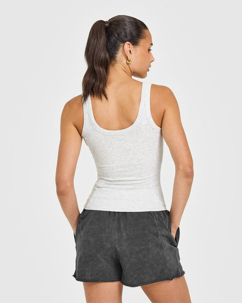 Mellow™ Rib Scoop Neck Vest | Light Grey Marl